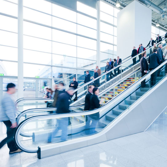 People on escalators